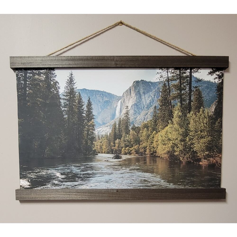 Lake Scene Tapestry Wall Decor
with wood trim 30x19